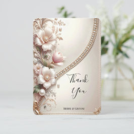 Floral and Pearl Embellishments Thank You Card Dankeskarte