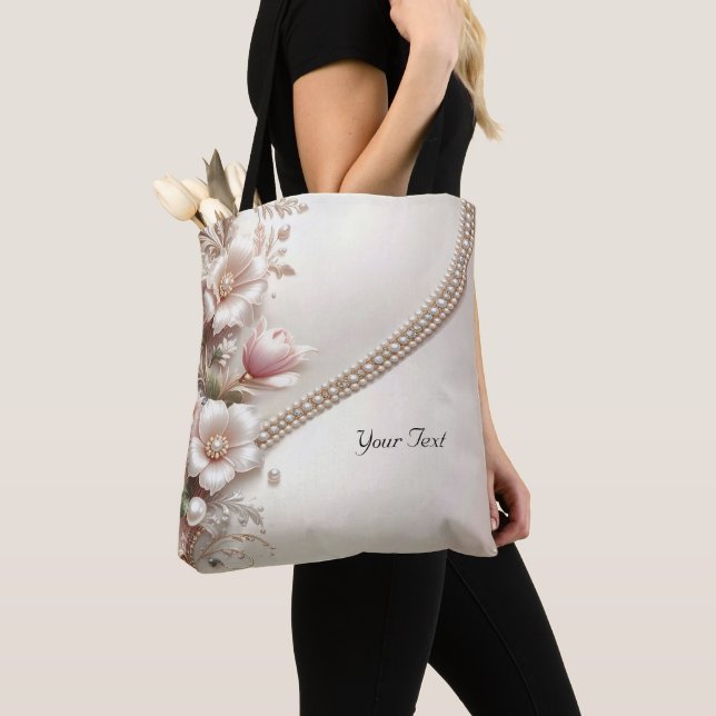 Floral and Pearl Embellishments Tote Bag (Von Nahem)