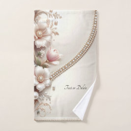 Floral and Pearl Embellishments Towel Set
