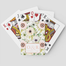 Floral Anemone Monogram Hochzeitsspiel Spielkarten
