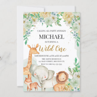 Floral animals birthday invitation custom  einladung