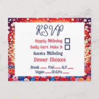 Floral Anime Couple Unique Wedding RSVP