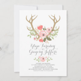 Floral Antlers Boho Wedding Invites Einladung