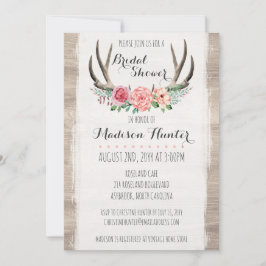 Floral Antlers Rustic Wedding Brautparty Custom Einladung