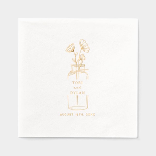 Floral Apothekary Bottle Wedding Servietten Mit Folie (Vorderseite)