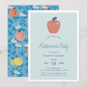 Floral Apple Blue Teacher Rente Einladung