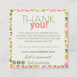 Floral Appreciation Business Card Begleitkarte