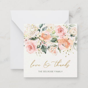 Floral Apricot Pink Roses Baby Dusche Vielen Dank Mitteilungskarte