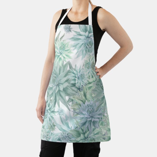 Floral Apron – Soft Blues & Greens on White  Schürze (InSitu)