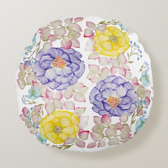 Floral Aquarell elegantes Muster werfen Kissen (Vorderseite)