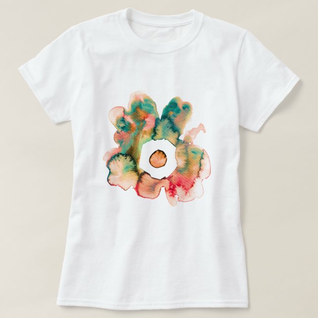 Floral Aquarell handgezeichnete abstrakte Kunst T  T-Shirt (Design vorne)