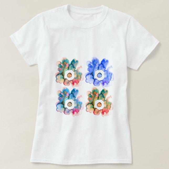 Floral Aquarell handgezeichnete abstrakte Kunst T  T-Shirt (Design vorne)