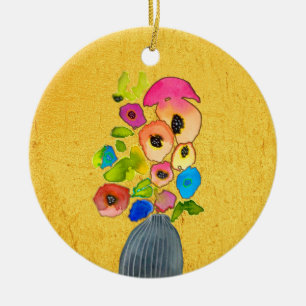 Floral Aquarell Moderne Blume Kunst Keramik Ornament