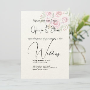 Floral Aquarell Moderne Typografie Hochzeit Einladung