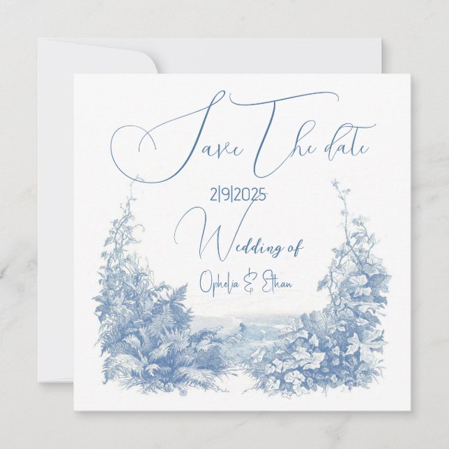 Floral Aquarell Moderne Typografie Hochzeit Save The Date (Vorderseite)