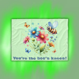 Floral-Aquarell-Monogramm Sie sind die Knie der Bi Fleecedecke