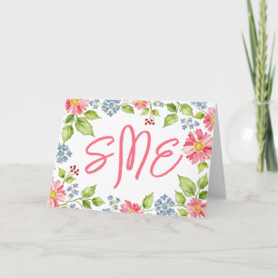 Floral-Aquarell-Monogramm-Stationierung Dankeskarte