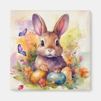 Floral Aquarell Niedlich Ostern Bunny Magnet