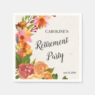 Floral Aquarell-Ruhestandsfeier-Poster Serviette