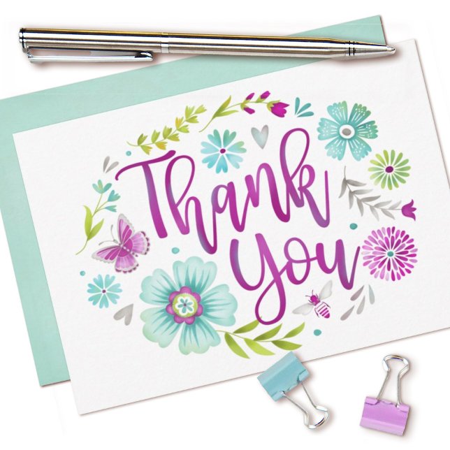 Floral Aquarellwoche Danke Karte (cute watercolor floral thank you cards.)