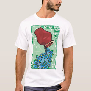 Floral Aquarius mit Vase, die Blaublumen gießen T-Shirt