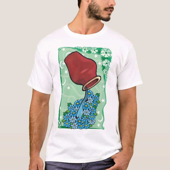 Floral Aquarius mit Vase, die Blaublumen gießen T-Shirt (Vorderseite)