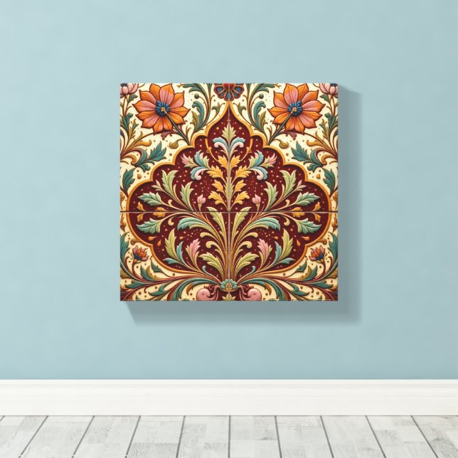 Floral Arabesque Ceramic Leinwanddruck (Insitu (Holzboden))