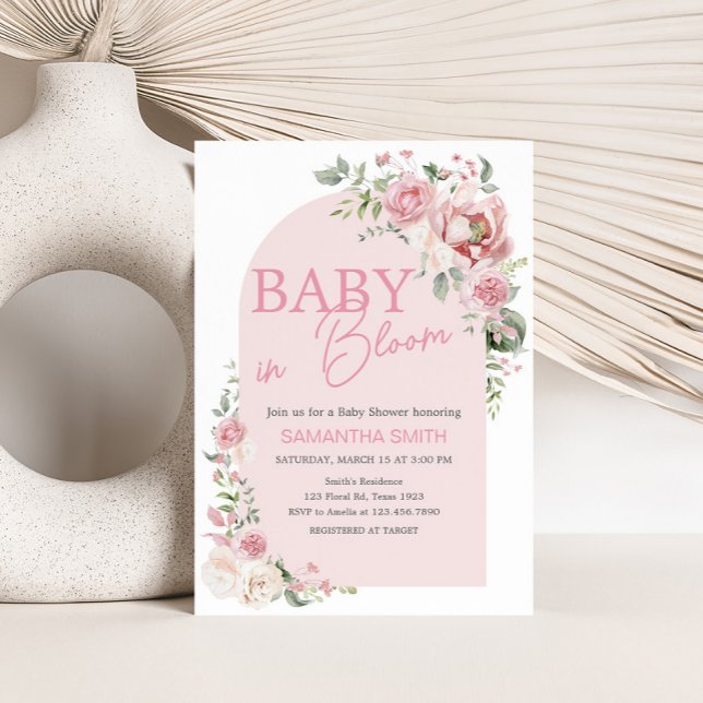 Floral Arch Baby in Bloom Baby Dusche Einladung (Baby in Bloom Floral Arch Baby Shower Invitation)