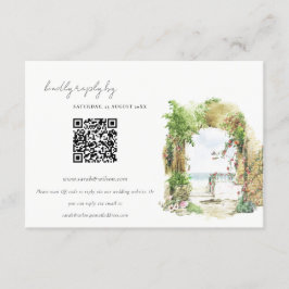 Floral Arch Beach Seascape Hochzeit QR Code UAWG Begleitkarte
