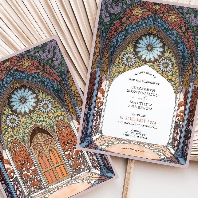 Floral Arch Gotische Jugendstil-Hochzeit Einladung (Von Creator hochgeladen)