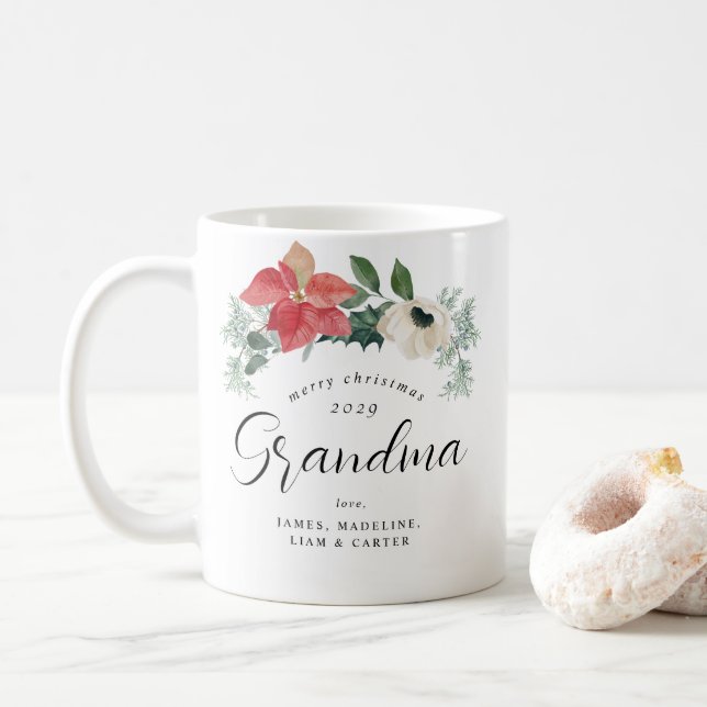 Floral Arch Merry Christmas Oma Kaffeetasse (Mit Donut)