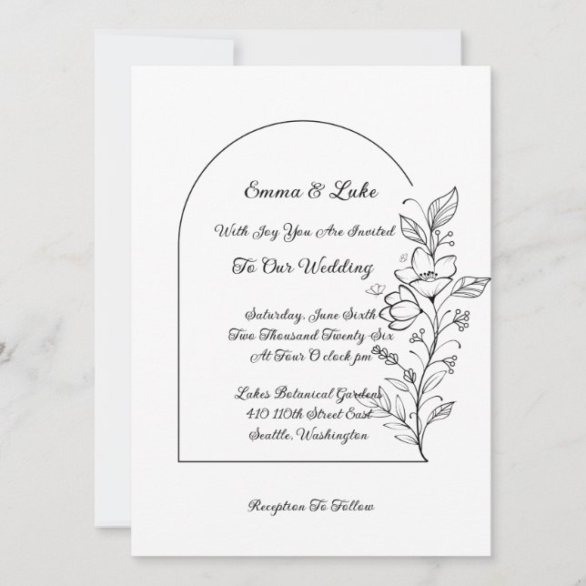 Floral Arch Wedding Invitation Einladung (Vorderseite)