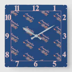 Floral arrows personalized quadratische wanduhr