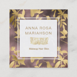 *~* Floral Art Deco Gold Bird Muster Quadratische Visitenkarte
