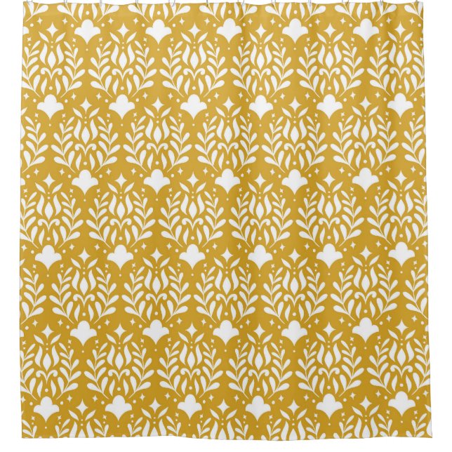 Floral Art Deco: Moderne Damaskus Duschvorhang (Vorderseite)