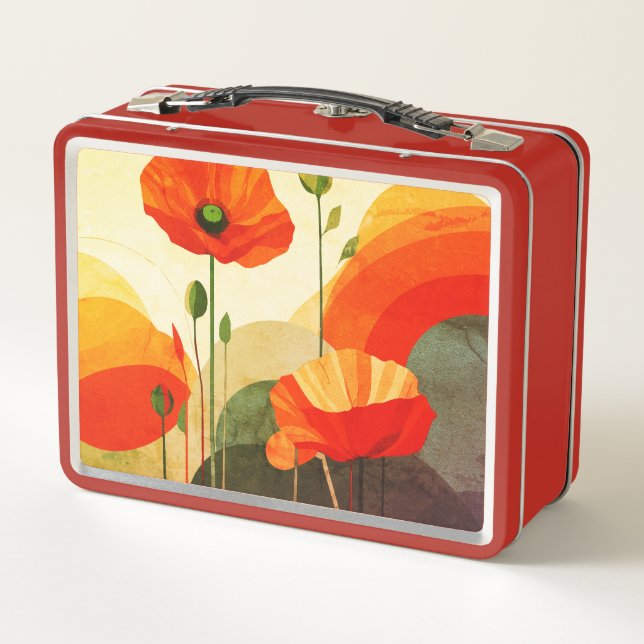 Floral Art Lunch Box – Colorful Poppy Design (Rückseite)