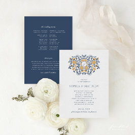 Floral Art Nouveau Monogram Wedding Program Programm