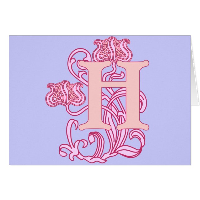 Floral Art Nouveau Monogramm (Vorderseite (Horizontal))
