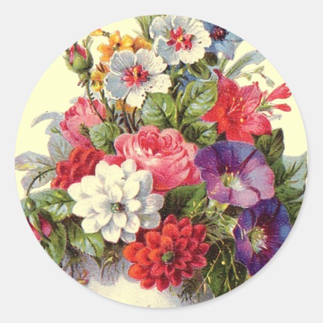 Floral Art Round Sticker (Vorderseite)