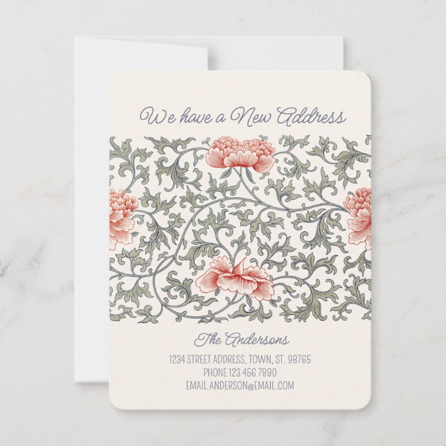  Floral Asian William Morris style CC1289 Moving Ankündigung (Vorderseite)