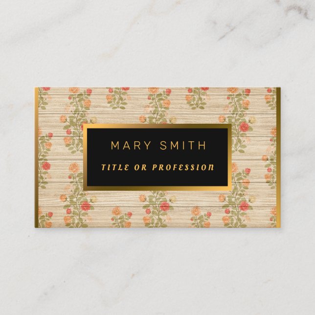 Floral auf Holz Gold kundenspezifisch Beruflich mo Visitenkarte (Vorderseite)