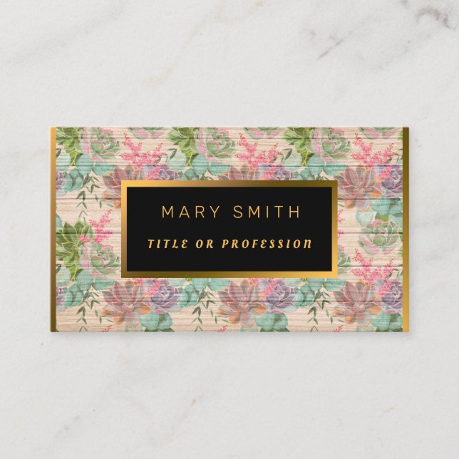 Floral auf Holz Gold kundenspezifisch Beruflich mo Visitenkarte (Vorderseite)