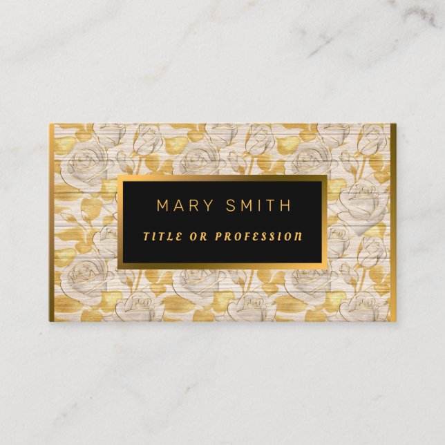 Floral auf Holz Gold kundenspezifisch Beruflich mo Visitenkarte (Vorderseite)