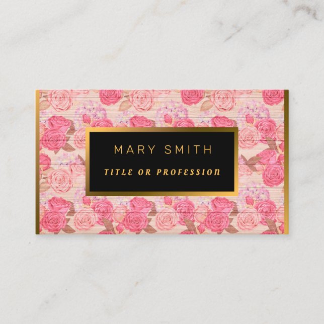 Floral auf Holz Gold kundenspezifisch Beruflich mo Visitenkarte (Vorderseite)