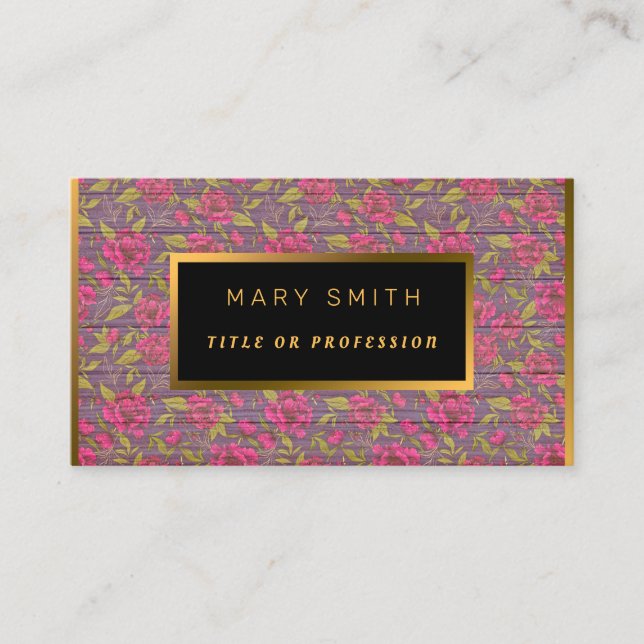 Floral auf Holz Gold kundenspezifisch Beruflich mo Visitenkarte (Vorderseite)