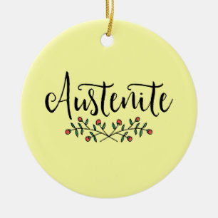 Floral Austenite Yellow Bookish Keramik Ornament