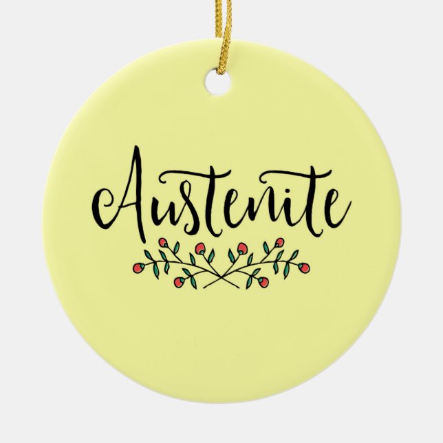 Floral Austenite Yellow Bookish Keramik Ornament (Vorne)