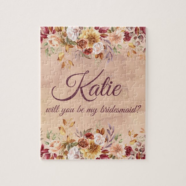 Floral Autumn Bridesmaid Vorschlag Puzzle (Vertikal)