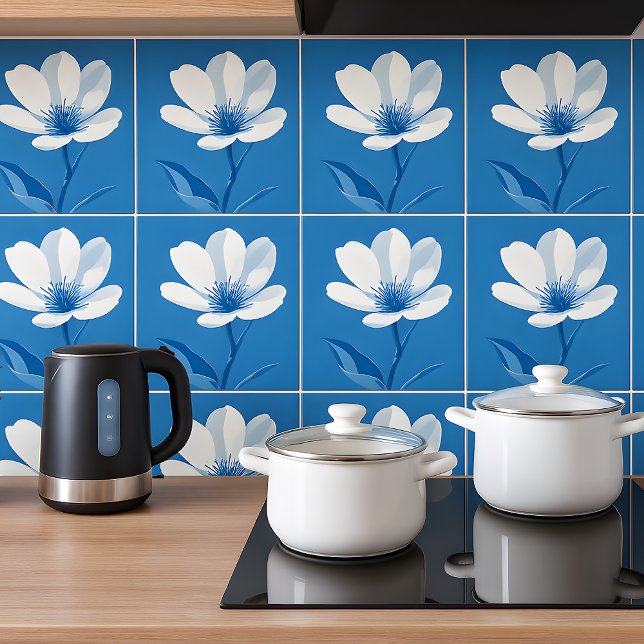 Floral Azulejo Fliese (Blue Azulejo Mediterranian)