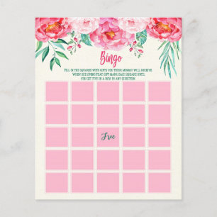 Floral Baby BINGO Card, Baby Showspiele, BINGO